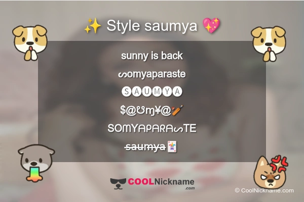 Stylish Nickname for saumya