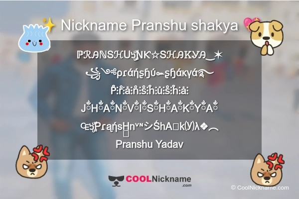 Stylish Nickname for Pranshu shakya