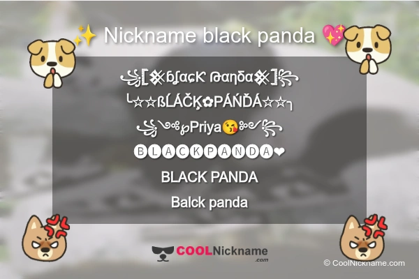 Stylish Nickname for black panda