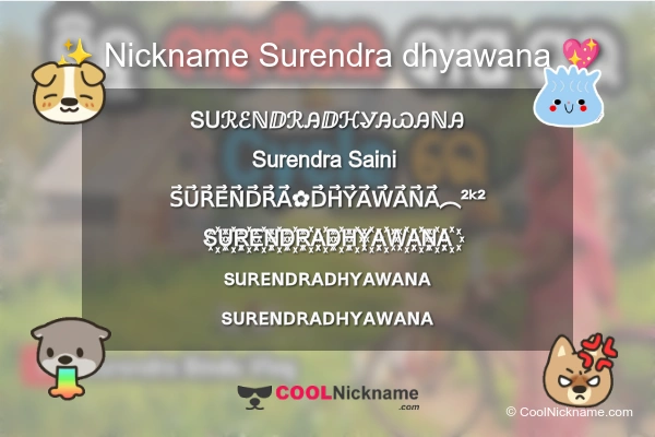 Stylish Nickname for Surendra dhyawana