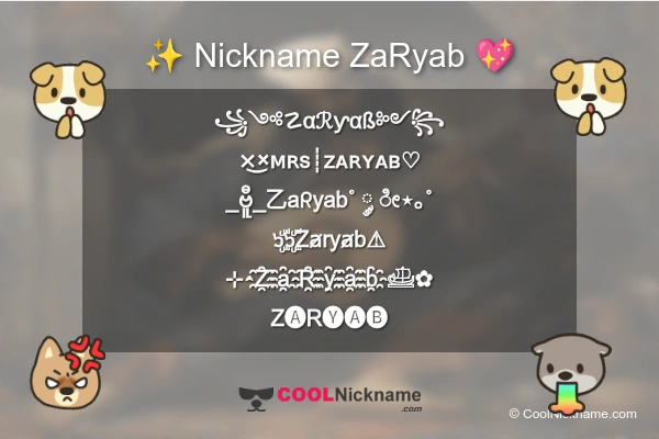 Stylish Nickname for ZaRyab