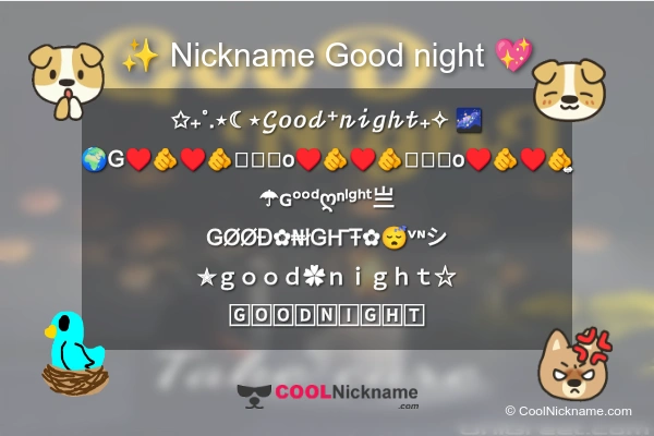 Stylish Nickname for Good night