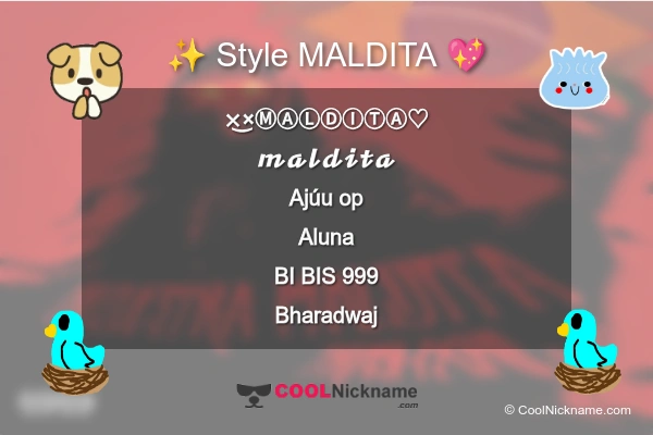 Stylish Nickname for MALDITA