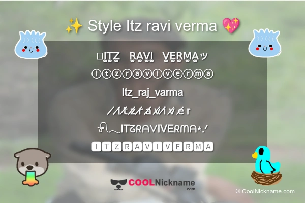 Stylish Nickname for Itz ravi verma