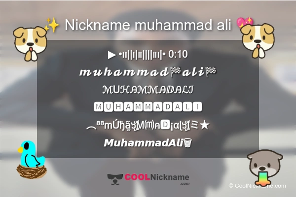 Stylish Nickname for muhammad ali