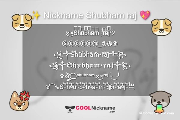 Stylish Nickname for Shubham raj