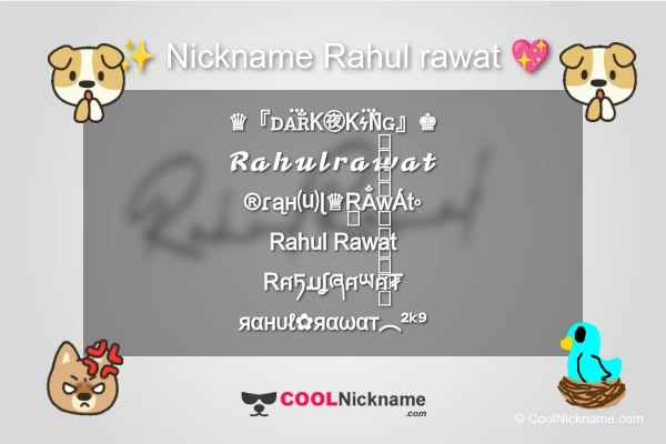 Stylish Nickname for Rahul rawat