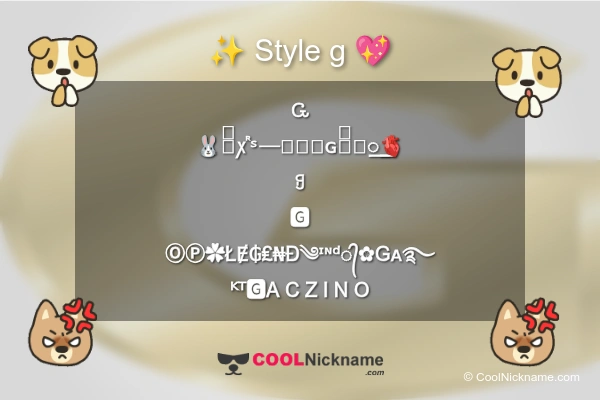 Stylish Nickname for g