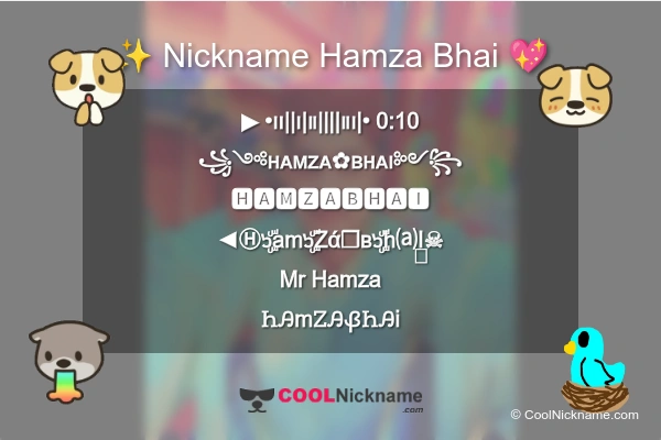 Stylish Nickname for Hamza Bhai