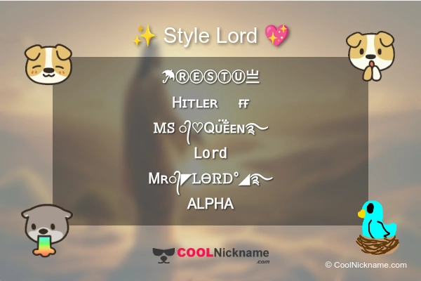 Stylish Nickname for Lord