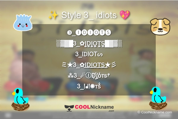 Stylish Nickname for 3_ idiots