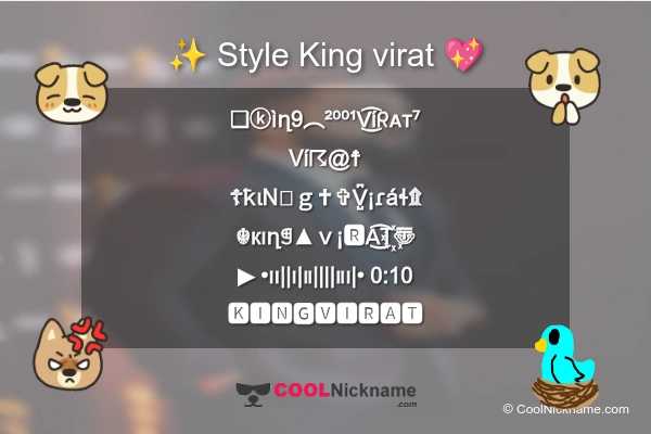 Stylish Nickname for King virat
