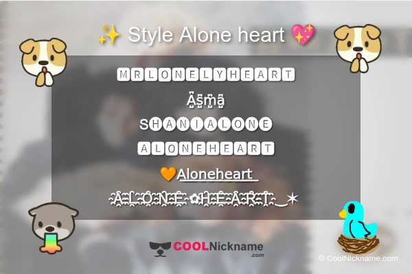 Stylish Nickname for Alone heart