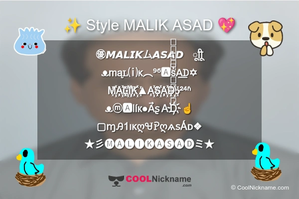 Stylish Nickname for MALIK ASAD