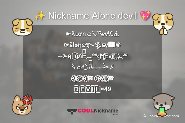 Stylish Nickname for Alone devil