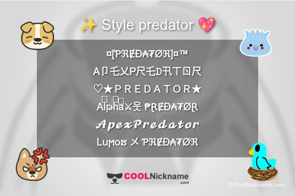Stylish Nickname for predator