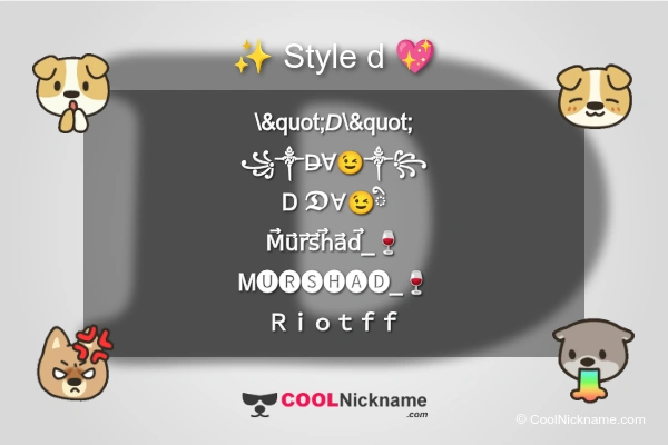 Stylish Nickname for d