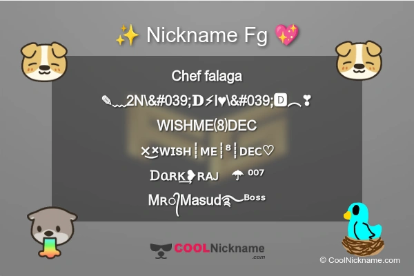 Stylish Nickname for Fg