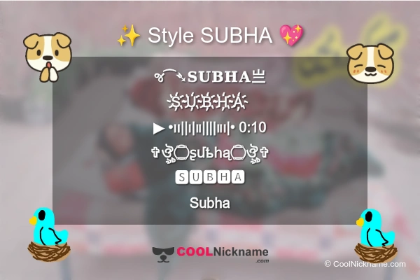 Stylish Nickname for SUBHA