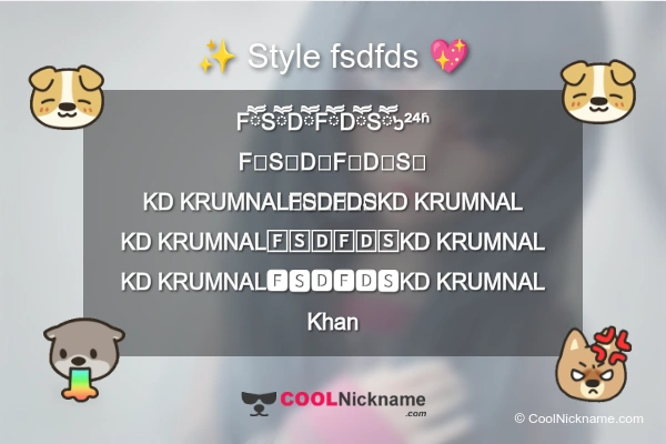 Stylish Nickname for fsdfds