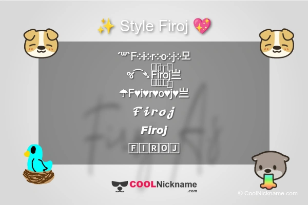 Stylish Nickname for Firoj