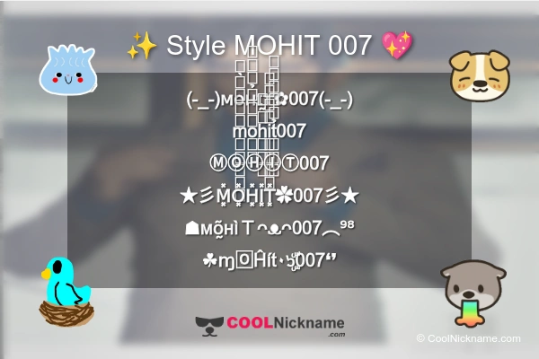 Stylish Nickname for MOHIT 007