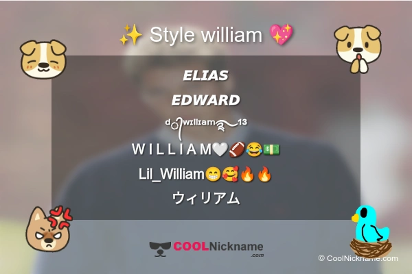 Stylish Nickname for william