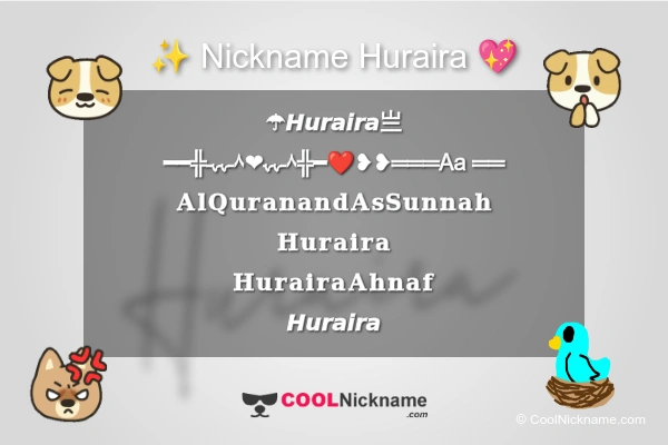 Stylish Nickname for Huraira