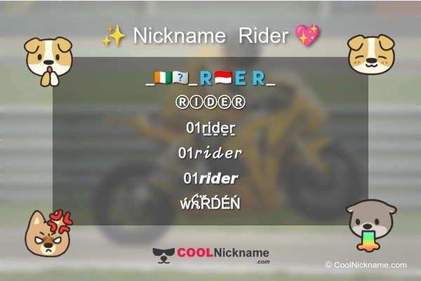 Stylish Nickname for  Rider