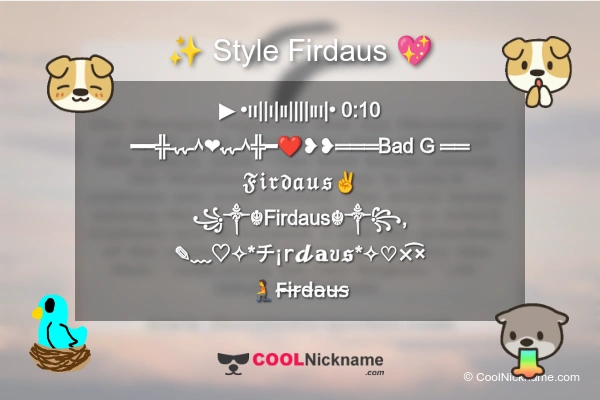 Stylish Nickname for Firdaus