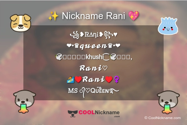 Stylish Nickname for Rani