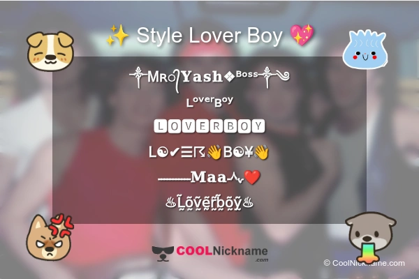 Stylish Nickname for Lover Boy