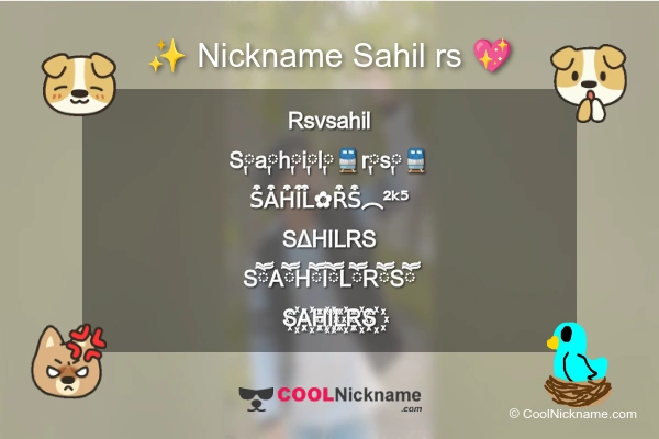 Stylish Nickname for Sahil rs
