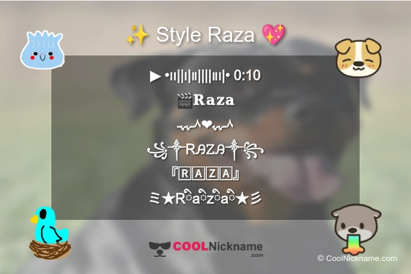 Stylish Nickname for Raza