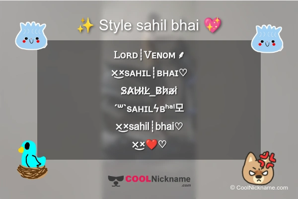 Stylish Nickname for sahil bhai