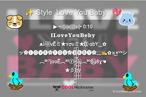 Stylish Nickname for  LoVe You Baby  